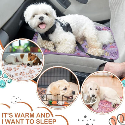 Reginary 4 Pcs Waterproof Guinea Pig Blankets Washable Small Animal Fleece Bedding Absorbent Guinea Pig Cage Liners Reusable Pet Pee Pad Sleep Mat for Hamster Ferret(Paw Print,35 x 24 Inch)
