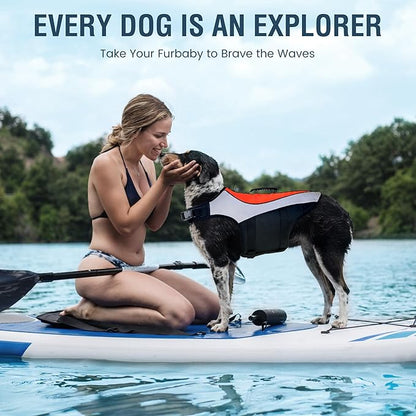 Reflective Dog Life Vest for Boating and Swimming – Heavy-Duty Adjustable Swimming Vest with Rescue Handle for Large Breeds (XXL, Orange)