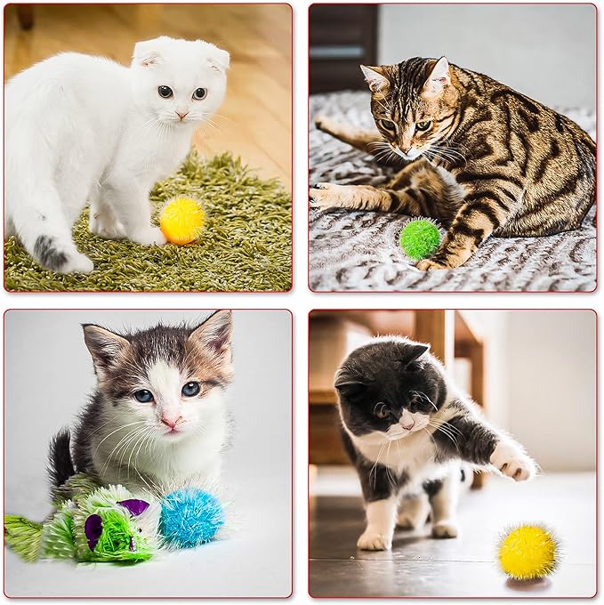 VAPKER 30 Pcs Cat Toys - Sparkle Balls, Extra Large 2 Inch Glitter Balls, White Color