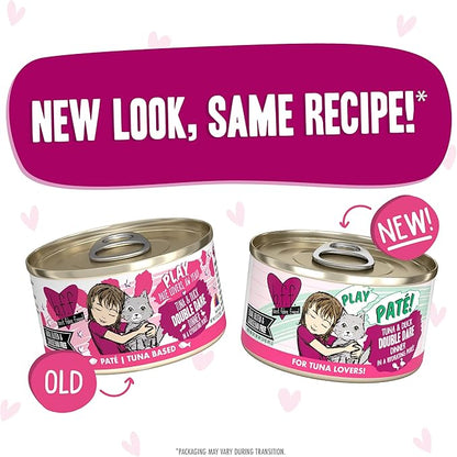 Weruva B.F.F. Play - Best Feline Friend Paté Lovers, Aw Yeah!, Tuna & Duck Double Dare with Tuna & Duck, 2.8oz Can (Pack of 12)