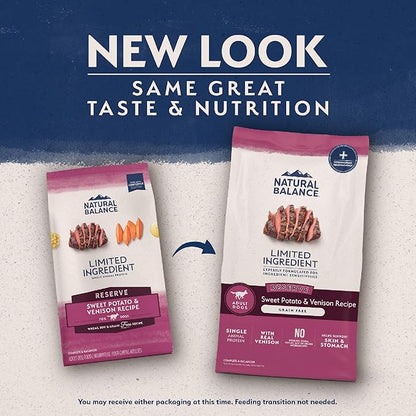 Natural Balance Limited Ingredient Adult Grain-Free Dry Dog Food, Reserve Sweet Potato & Venison Recipe, 12 Pound (Pack of 1)