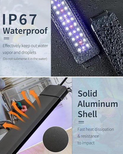 Pawfly 28W Aquarium LED Light for 36 to 42 Inch Extendable Fish Tank Light with Full Spectrum Brilliant White Blue Red Lights with Daytime & Night Modes Timer Auto On/Off Adjustable Brightness