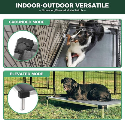 FXW TitanNest Chew-Proof Elevated Dog Bed, Raised Cot for Indoor/Outdoor/Camping Use, Durable & Washable Padded Pet Bed for Toy Dogs, 23.0" L x 17.0" W x 4.5" H, Black