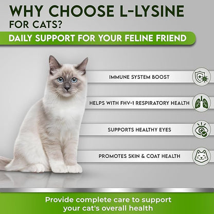 Trulysine L-Lysine for Cats Immune Support Oral Powder 4oz/100g - Cats & Kittens of All Age, Sneezing, Runny Nose Squinting, Watery Eyes - Fish & Poultry Flavor (U.S.A)(100 Grams ( 500mg / Scoop))