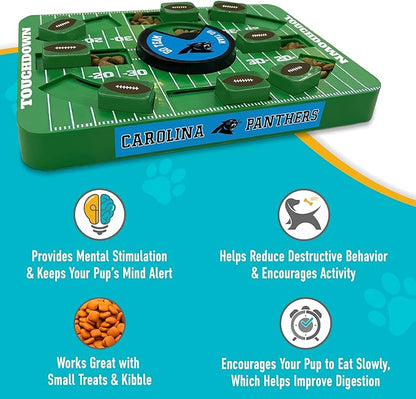 Pets First NFL Carolina Panthers Large Puzzle Toy, Interactive Treat Dispenser, Slow Feeding Toy for Dogs
