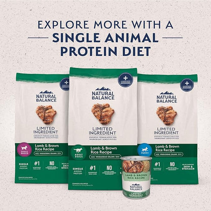 Natural Balance Limited Ingredient Adult Dry Dog Food with Healthy Grains, Lamb & Brown Rice Recipe, 12 Pound (Pack of 1)