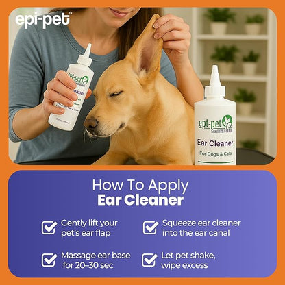 Dog & Cat Ear Cleaner Solution with Aloe Vera & Tea Tree Oil – Removes Itchy Ear Wax, Debris, Odor – Ears Wash, Drops & Flush for Pets, Dog Ears Cleaning, Cat Cleaner (16 oz- Pack of 2)
