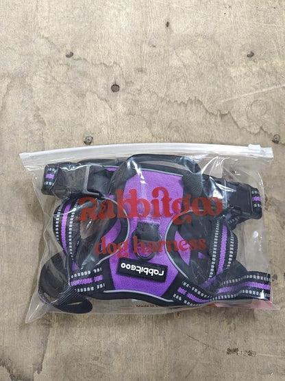 rabbitgoo Dog Harness, No-Pull Pet Harness with 2 Leash Clips, Adjustable Soft Padded Dog Vest, Reflective No-Choke Pet Oxford Vest with Easy Control Handle for Large Dogs, Purple, L