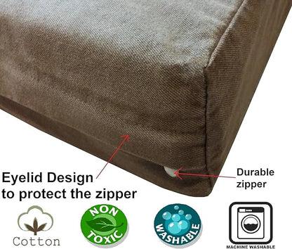 Dogbed4less Orthopedic Small Medium Gel Memory Foam Pet Bed with Washable Denim Cover, Waterproof Liner and Extra External Case 35X20X4 Inch