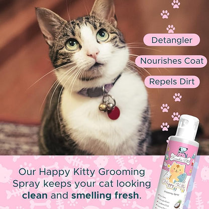 Professional Pet Grooming Spray for Kittens and Cats | All-Natural Scented Moisturizing Cat Detangler Spray | Kitten Conditioner Coat Shine Spray | Cat Grooming Supplies