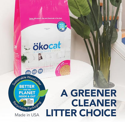 ökocat Super Soft Wood Clumping Cat Litter, Unscented, 22 pounds XL - Natural Ingredients, Stops Odor, Clumps Solid, 99% Dust Free, Great for All Cats, Sensitive Paws, Kittens