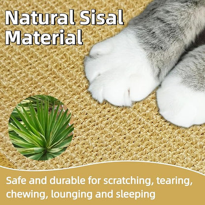DYAUS Bunny Scratch Pad, Natural Sisal Rabbit Scratching Mat for Claws and Teeth Care, Indoor Bunny Chew Toys Bunny Bed for Biting Sleeping Nesting (1PC, 16x12in)