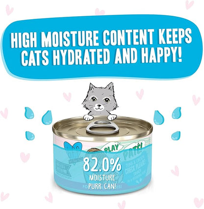 Weruva B.F.F. Play - Best Feline Friend Paté Lovers, Aw Yeah!, Tuna & Chicken Check Please! with Tuna & Chicken, 2.8oz Can (Pack of 12)