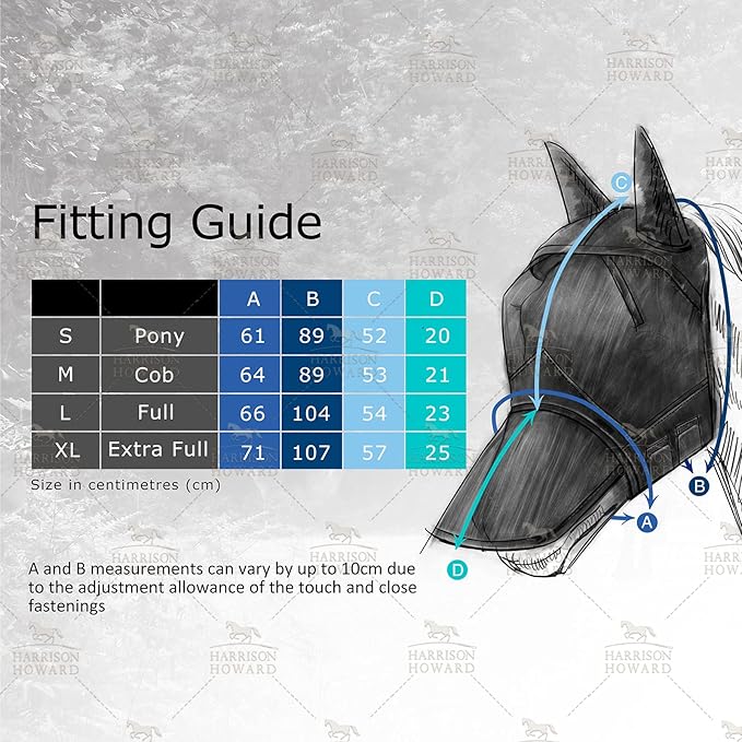 Harrison Howard LumiVista Horse Fly Mask Standard with Ears UV Protection for Horse Paisley Wave L Full Size