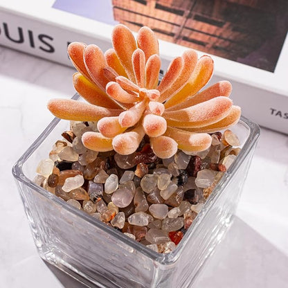 Crystal Chips Polished Crushed Quartz Vase Filler, 0.88 Lb Irregular Shaped Aquarium Gravel Rocks Carnelian Tumbled Gemstones Pebbles for Aquarium, Vase Fillers, Succulent Plants Decor