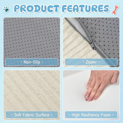 Dog Steps for Small Dogs, 4-Step Pet Ramp Stairs for High Beds and Sofa, Non-Slip Pet Stairs for Small Dogs and Cats, Removable and Easy to Clean Cover, Beige