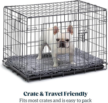 Stoutwool Indestructible Dog Bed - Fluffy Chew Proof Dog Crate Pad - Tough Kennel Pad for Aggressive Chewers - Washable, Ideal for Medium Breeds & Fits 30-Inch Crate - 29"x18", Charcoal
