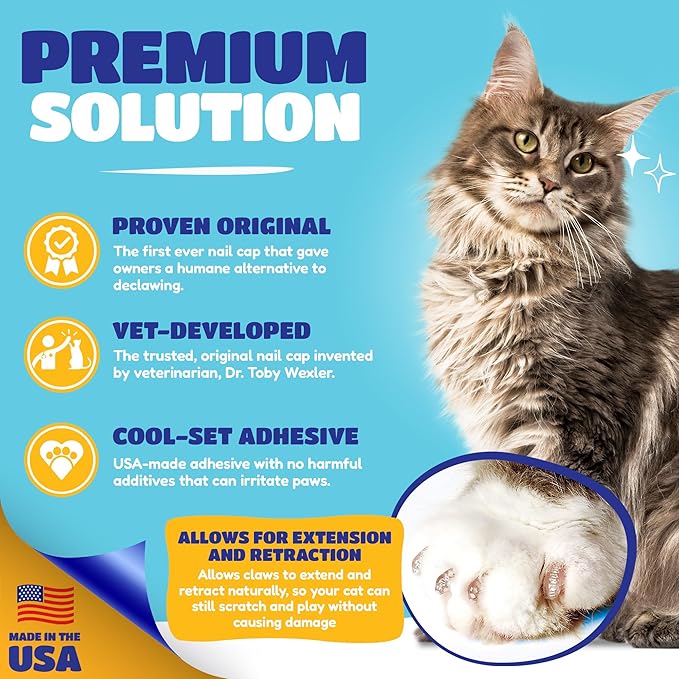 Soft Claws Cat Nail Caps for Medium Cats – 40 Caps (Silver & Gold) – Made in USA – Veterinarian-Developed | Scratch Protection, Easy to Apply, Long-Lasting Covers