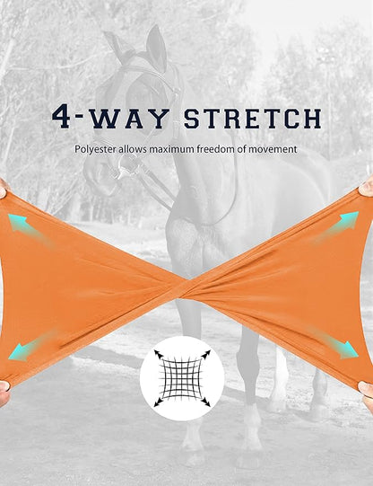 Horse Fly Mask with Ears, UV Protection Mask for Horses, Elasticity Mask with Big Mesh Eye Covers, Snug Fitting Comfortable Breathable Lightweight Red Orange Full Size