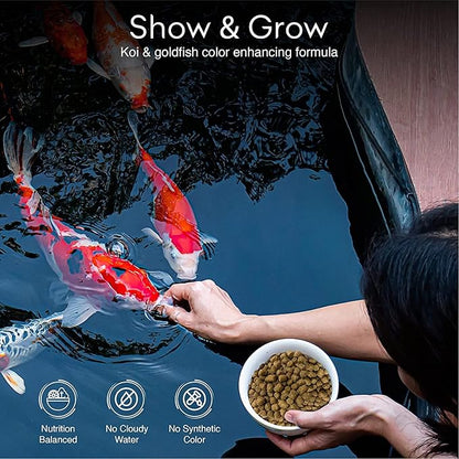 BIG Kahuna Koi Fish Food- 4.5 lbs Jug – Made in The USA - Koi Food Floating Pellets – 3/16" - 1/4" Pellet Size – 32% Protein Fish Food – Rich in Nutrients