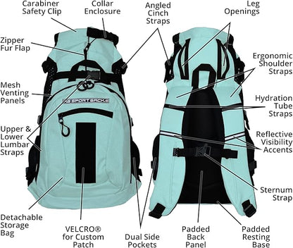 K9 Sport Sack Plus 2 - Small, Summer Mint - Ideal for Dogs 13-16” Long - Adjustable, Backpack-Style Carrier with Multi-Functional Storage Pack, Thick Shoulder Straps & Padded Back Panel