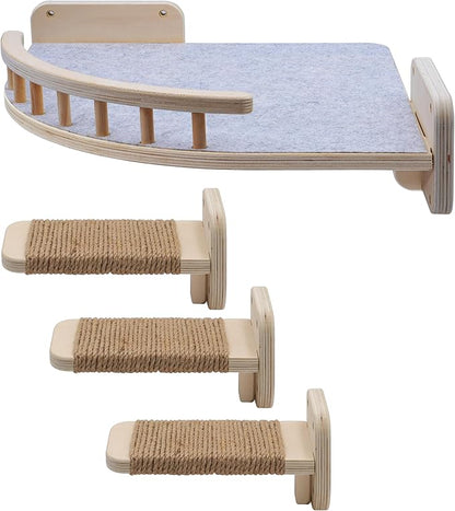 UNTITLDW Wall-Mounted Cat Shelves – Sleek, Durable Multi-Level Shelf with Floating Perch, Hammock, Cat Bed & Platform – Space-Saving Design for Play & Lounging – Easy Setup for Active Cats