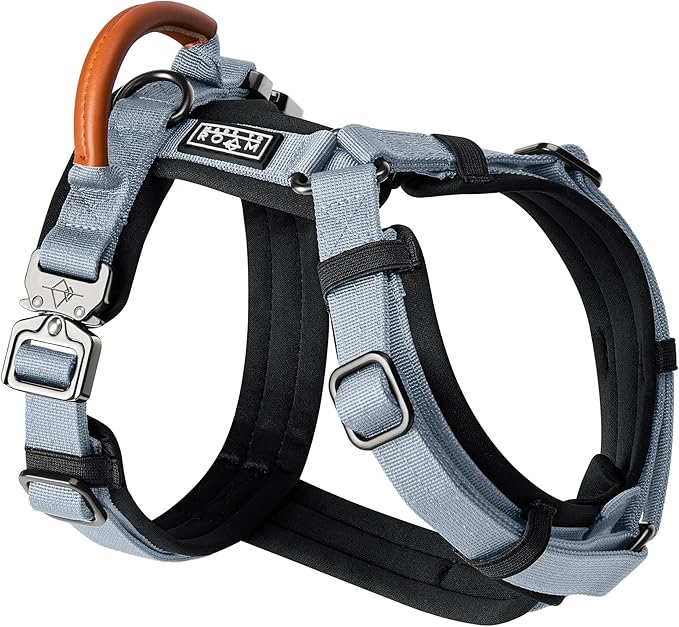 MADE TO ROAM Premium Explorer Harness - Y-Shaped Dog Harness with Adjustable Durable Nylon, Soft Padding, Metal Buckles and Leather Handle for Small, Medium, Large Dogs (Virginia Mountains, Size 4)