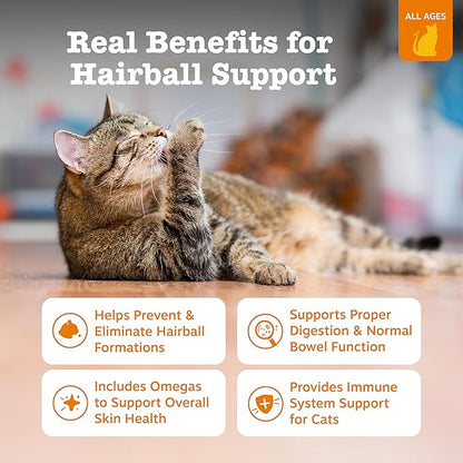 Zesty Paws Hairball Bites for Cats - Cat Furball Support - Functional Supplement with Omega 3 Fish Oil EPA & DHA + Zinc, Biotin & Psyllium Husk - Supports Gut & Skin Health - 60 Count