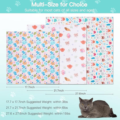17.7" Cat Grooming Wrap, Cat Wrap for Cutting Nails, Self-Adherent Fabric Wrap for Cats, Cat Burrito Wrap Anti-Scratch, Anti-Escape, Multifunctional Swaddle Wrap Pet Tool (Green Kitten, Medium)