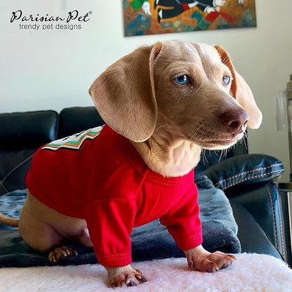 Parisian Pet Dog Shirt - Embroidered “I Put Ketchup on My Treats“ - 100% Cotton and Polyester Dog Clothes - Sleeved, Lightweight Costume for Dogs - Red Dog Shirts for Large Dogs - Pet Costumes 2XL