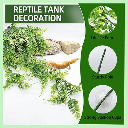 BNOSDM Reptile Vines, Bendable Jungle Climbing Vine, Terrarium Artificial Plants Decor, Reptiles Tank Accessories for Bearded Dragons, Chameleons, Snakes, Lizards, Hermit Crabs