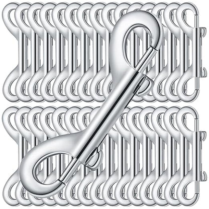 Hotop 80 Pcs 3.5 Inch Double Ended Bolt Snaps Hooks Zinc Alloy Trigger Chain Metal Clips Key Holder for Linking Key Chain Dog Leash Collar Pet Sling Feed Buckets(Silver)