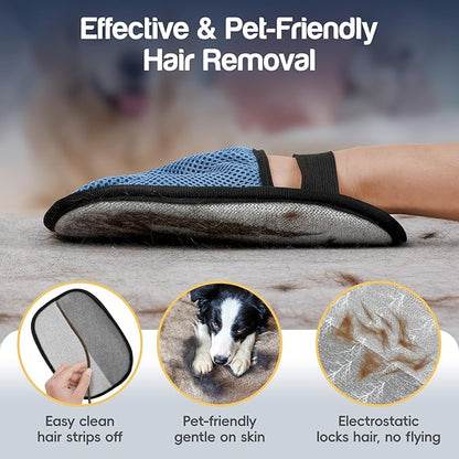 Upgraded Pet Hair Removal Gloves with 5-Finger Design,Reusable Electrostatic Mitts with Enhanced Grip, Quickly Remove Cat & Dog Hair from Sofas, Beds, Clothes, Carpets，1PCS