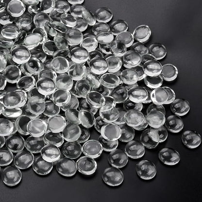 2LB Clear Flat Glass Marbles for Vases, Gemstone Beads Vase Filler Decorative Glass Pebbles for Fish Tank, DIY Crafts, Aquarium Decor Rocks
