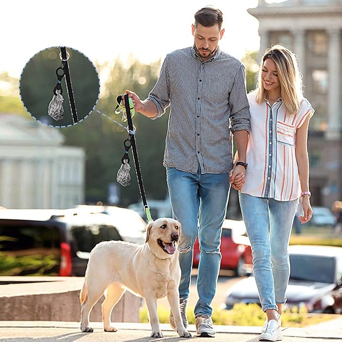 PuppyDoggy Dog Poop Bag Holder for Leash Waste Bag Carrier Dog Poop Bag Dispenser for Walking Running Bicycle Accessory 4 Pieces (Black + Light Green)