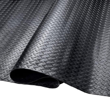 SEAL 6 x 10 Ft Premium Garage Floor Mat, Solid 2.8mm Thickened Black Commercial Grade Heavy Duty Parking Mat for Garage Floor, Golf Cart, Water/Stain Resistant Floor Runner (Embossed Diamond Plate)