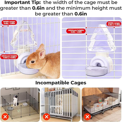 mini&moe Rabbit Water Bottle - 17.6oz Guinea Pig Water Bottle No Drip for Cage Automatic Gravity Silent Hanging Bunny Water Dispenser with Floating Bowl for Hamster, Gerbils, Ferret, Chinchilla