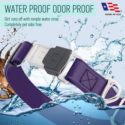 Dogline Biothane Waterproof Dog Collar with Herm Sprenger Stainless Steel Quick Release Buckle – Heavy Duty Tactical Durable Collar for Dogs – Comfortable and Safe Pet Collar, W 1" L 15-25", Purple