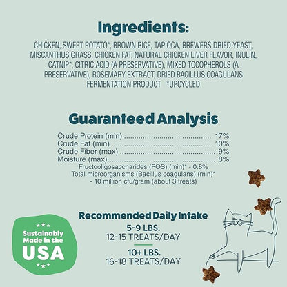 Shameless Pets Crunchy Cat Treats - Catnip Treats for Cats with Digestive Support, Natural Ingredients Kitten Treats with Real Chicken, Healthy Flavored Feline Snacks - Catnip N Chill, 3-Pk
