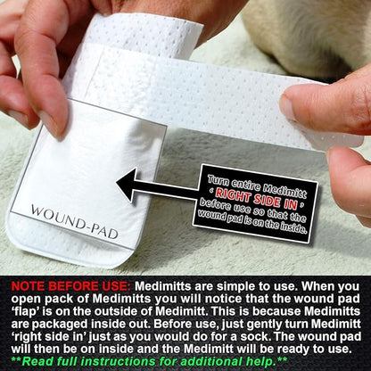 Medimitt Paw Bandages for Dogs, Cats and Pets – Stretchy Medical Booties, First Aid for Paws – Non Slip, Non Adhesive, Breathable, Disposable, Washable, Adjustable Strap,12 Pack (X-Large)