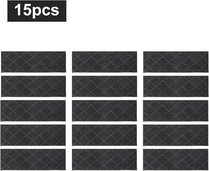 COSY HOMEER Edging Stair Treads Non-Slip Carpet Mat 28inX9in Indoor Stair Runners for Wooden Steps, Edging Stair Rugs for Kids and Dogs, 100% Polyester TPE Backing (15pc, Black)
