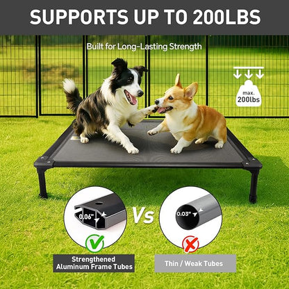 Sytopia 42'' Outdoor Elevated Dog Bed for Large Dogs, Chew-Proof Pet Camping Raised Cot with Breathable Mesh - Durable Frame, Cooling Hammock Bed, Non-Slip Feet, Waterproof, Easy Clean
