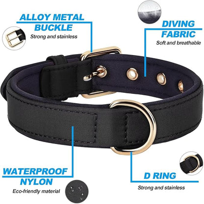 Didog Soft Padded Dog Collars for Small Dogs, Lightweight and Breathable Dog Collar with Metal Buckle for Puppy, Black, S