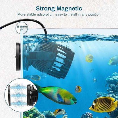 Submersible Pump, Aquarium Wave Maker for 20-60 Gallon Fish Tanks 2133 GPH Adjustable Circulation Pump with Controller and Magnet Suction Base Submersible Power Head Air Pump for Fresh Salty Water