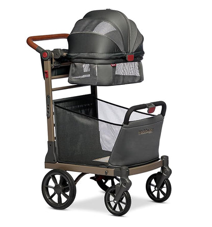Pet Foldable Cart - Luxury Cat & Dog Stroller with Extra Large Shopping Basket, Cup Holders, & Ventilated Canopy - Easy Fold Pet Stroller for Cats & Dogs