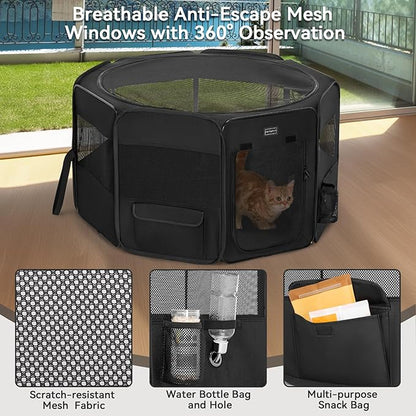 PETSFIT 45.5" Dog Playpen Indoor/Outdoor-Jump-Proof 28.5" Height with Removable Waterproof Mat & Zippered Roof | RV, Camping, Travel Dog Pen | Whelping & Cat Observation Space(45.5"L x 45.5"W x 28.5H)