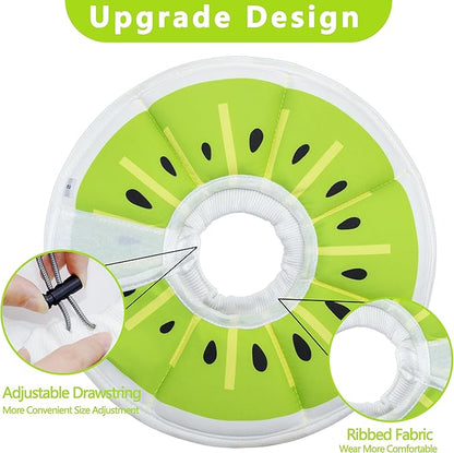 Soft Adjustable Cat Cone Collar, Comfortable Recovery Collar for Cats After Surgery (Kiwifruit, Medium)