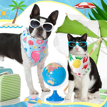Chunful 100 Pieces Dog Bandanas Bulk Summer Pet Bandanas Pack Triangle Scarf Bib Kerchief Set for Small Large Dog Costume Accessories Decoration(31.5 x 21.7 x 21.7,Fruit)