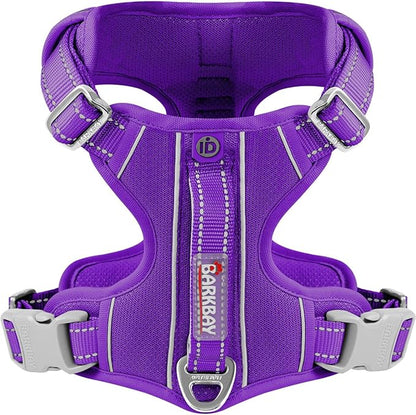 BARKBAY Dog Harness No Pull with ID Tag Pocket - Heavy Duty, Reflective, Easy Control for Large Dogs(Purple,S)