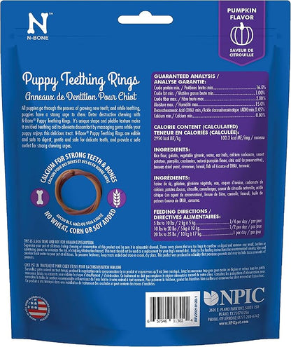 N-Bone Puppy Teething Ring Pumpkin Flavor, 3.6 Oz, 3 Rings